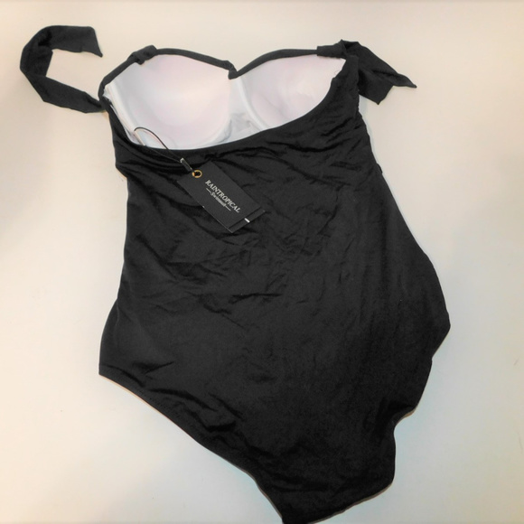 ***NWT Rain Tropical Black One Piece Swim Suit XL - Picture 4 of 5